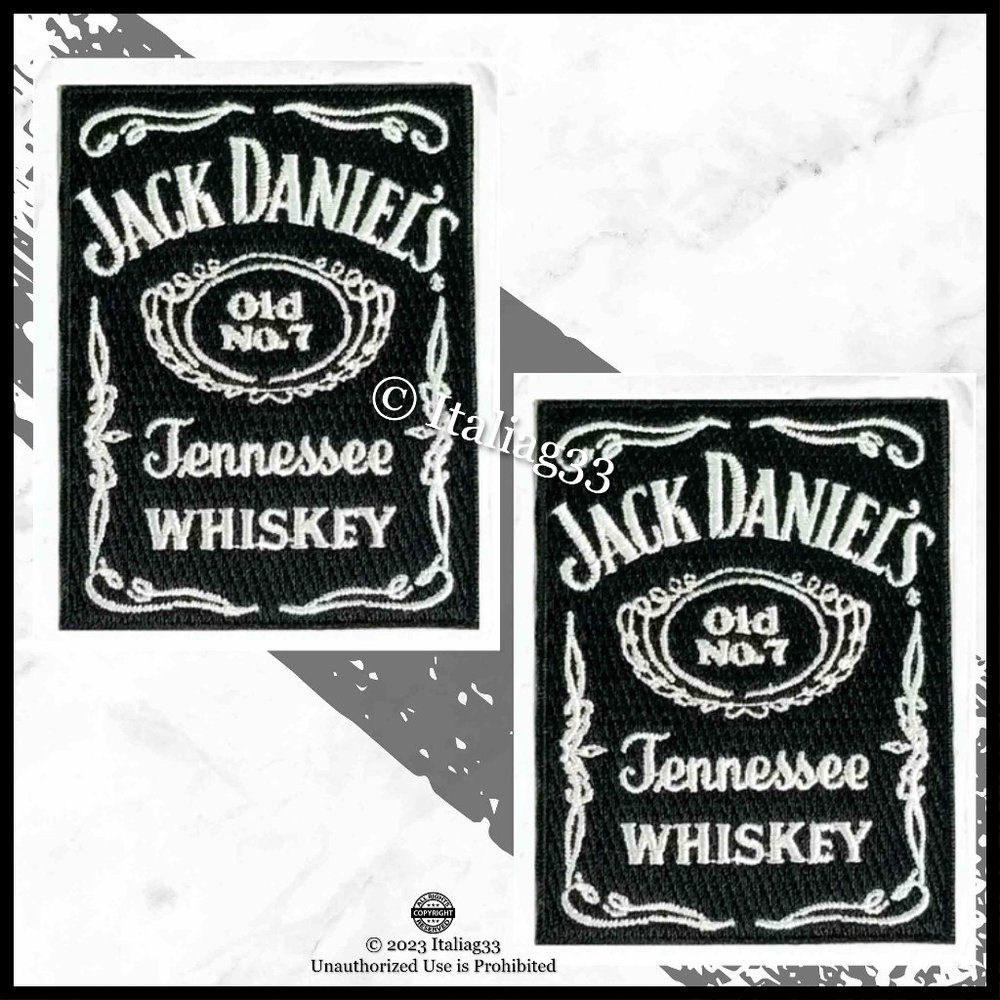 Jack Daniels Old No 7 Tennessee Whisky Embroidered Patch 3.5 x 2 Black & White